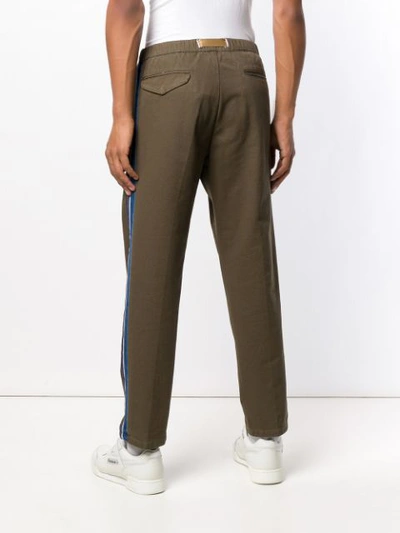 Shop White Sand Side Stripe Trousers In Green