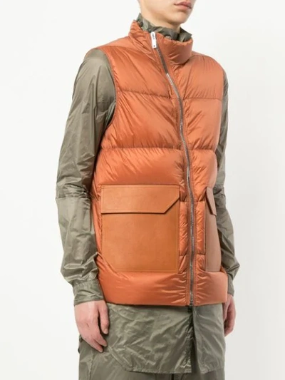 Shop Rick Owens Padded Gilet In Yellow