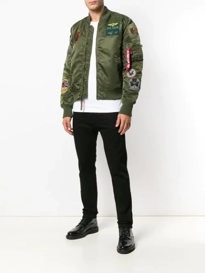 Shop Alpha Industries Patch Bomber Jacket In Green