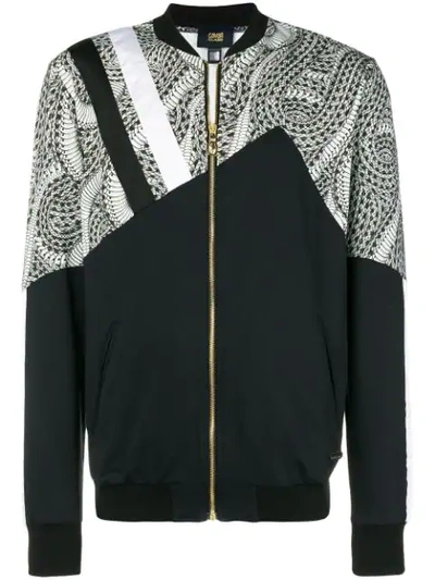 Shop Cavalli Class Printed Panel Bomber Jacket In Black
