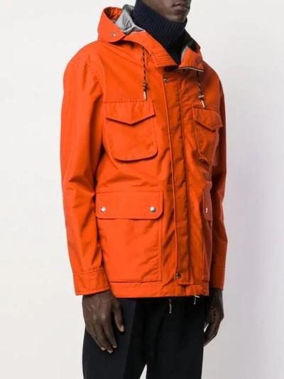 Shop Ami Alexandre Mattiussi Patch Bonded Parka Jacket In Orange