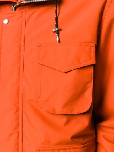 Shop Ami Alexandre Mattiussi Patch Bonded Parka Jacket In Orange
