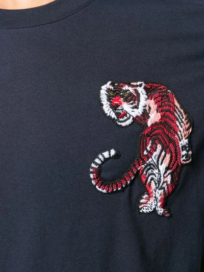 Shop Valentino Tiger Embroidered T-shirt  In 598  Blue