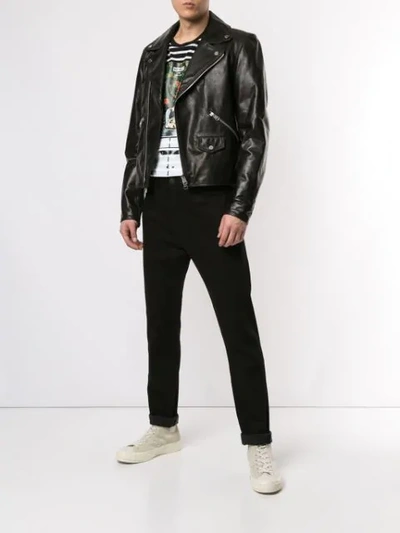 Shop Jw Anderson Men's Gilbert & George Leather Biker Jacket In Black