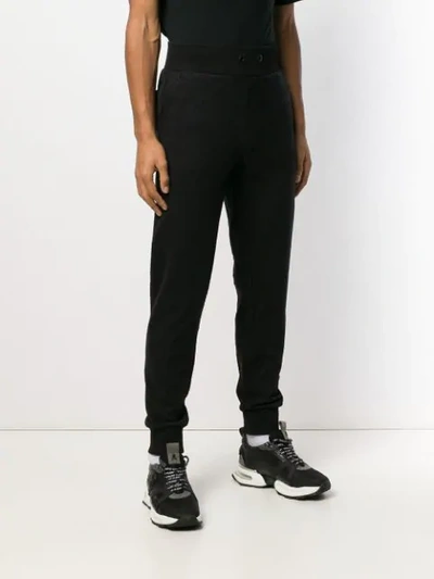 Shop Philipp Plein Side Logo Distressed Track Pants In Black