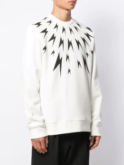 Shop Neil Barrett Lightning Bolt Print Sweatshirt In White