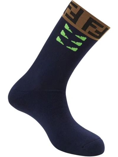 FENDI BAG BUG LOGO SOCKS - 蓝色