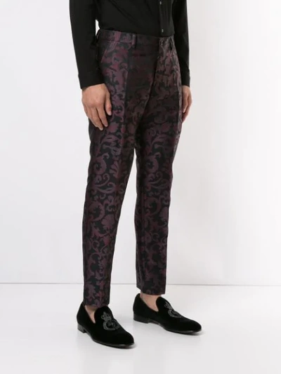 Shop Dolce & Gabbana Tailored Jacquard Trousers In Black