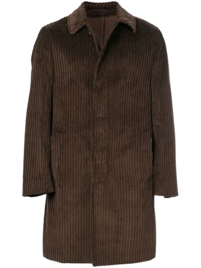 Shop Dell'oglio Corduroy Coat In Brown