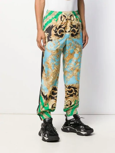 Shop Versace Barocco Print Track Pants - Green