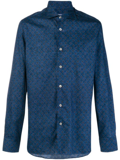Shop Borriello Patterned Button Shirt In Blue