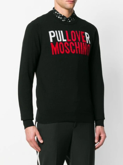 Shop Love Moschino Logo Embroidered Sweater - Black