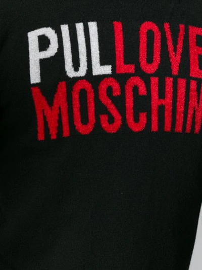 Shop Love Moschino Logo Embroidered Sweater - Black