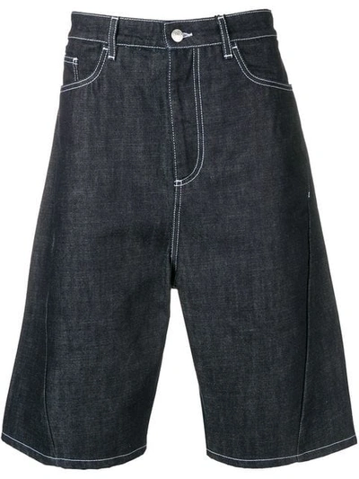 Shop Kenzo Denim Flared Shorts In Blue