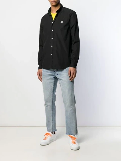 Shop Kenzo Button Down Collar Shirt In Black