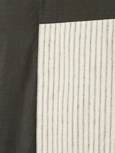 Shop Ziggy Chen Striped Panel Long Line Shirt In Grey