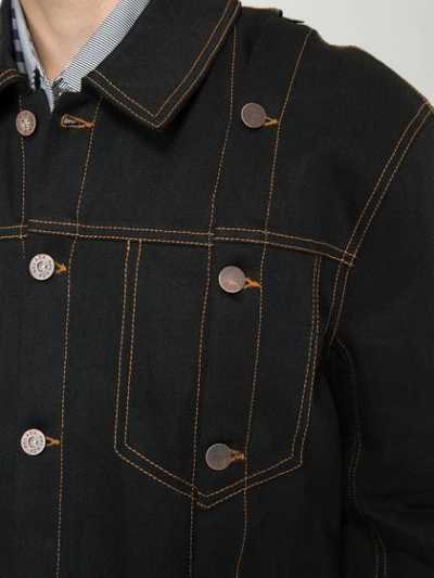 Shop Delada Multi-button Denim Jacket In Black