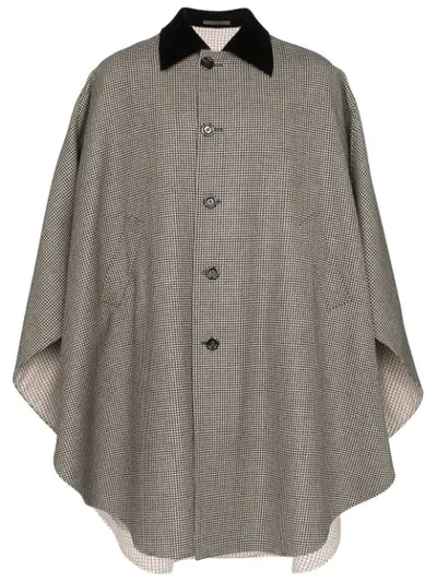 Shop Gucci Houndstooth Long Cape In Neutrals