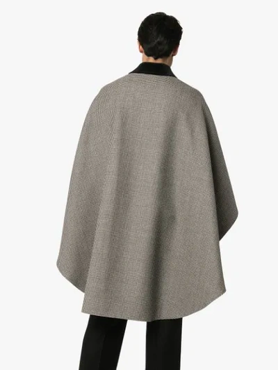 Shop Gucci Houndstooth Long Cape In Neutrals