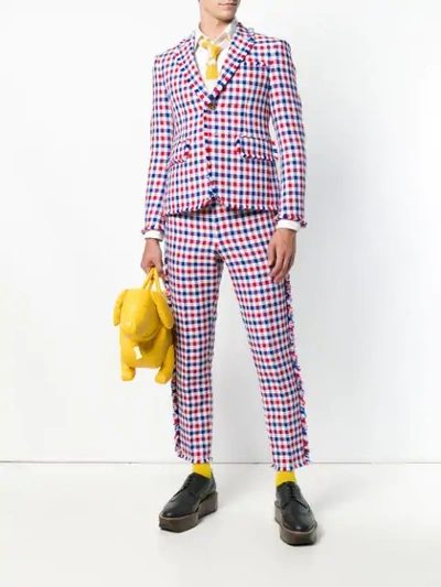 Shop Thom Browne Frayed Gingham Skinny Trouser In Red