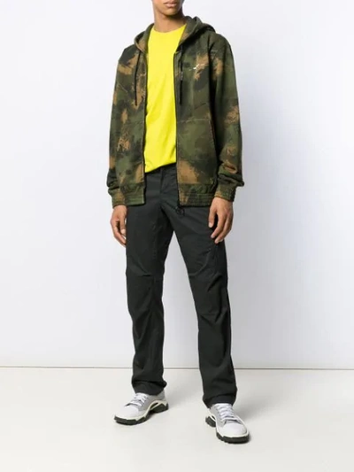 Shop Off-white Camouflage Print Zipped Hoodie In Green