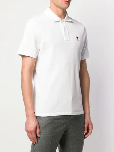 Shop Ami Alexandre Mattiussi Short Sleeve Polo Shirt With Red Ami De Coeur Patch In White