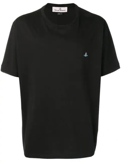 Shop Vivienne Westwood Small Logo Embroidered T-shirt In Black