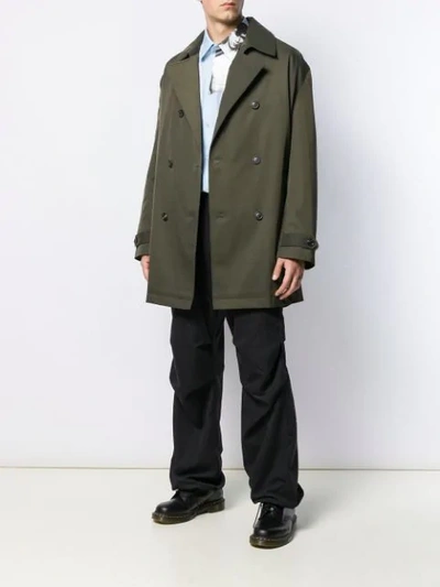 Shop Y/project Double-breasted Trench Coat In Green