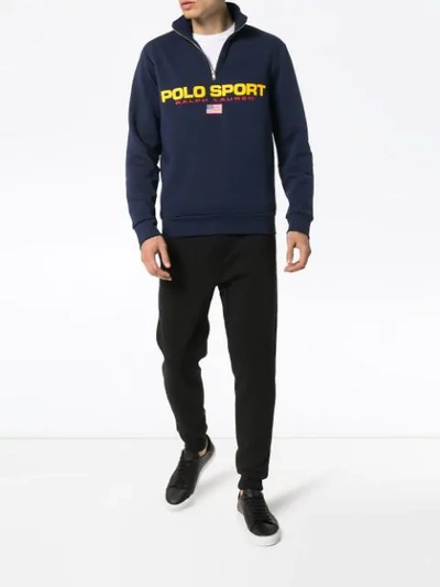 Shop Polo Ralph Lauren Sweatshirt Mit Poloshirtkragen - Blau In Blue