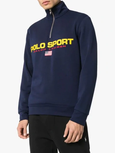 Shop Polo Ralph Lauren Sweatshirt Mit Poloshirtkragen - Blau In Blue