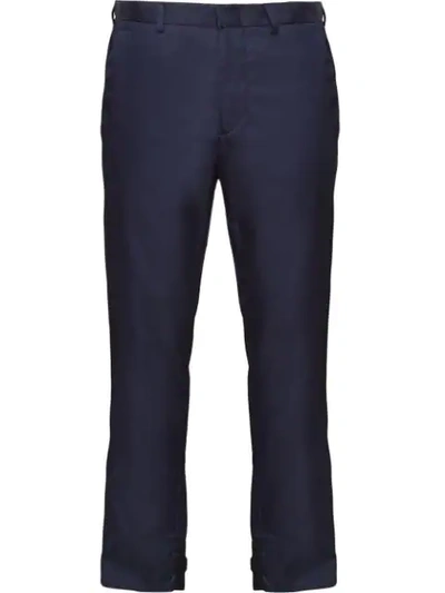 Shop Prada Gabardine Tailored Trousers In Blue