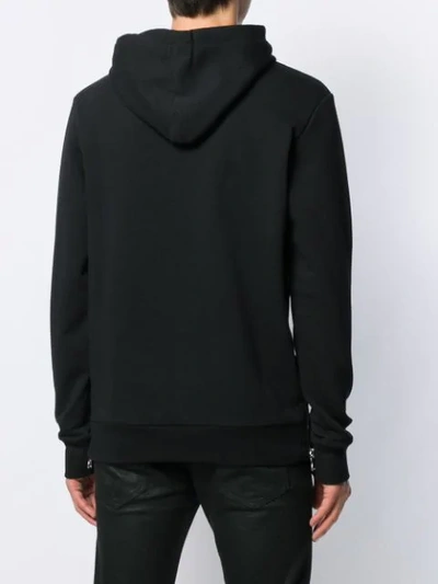 Shop Balmain Velvet Logo Hoodie In Black