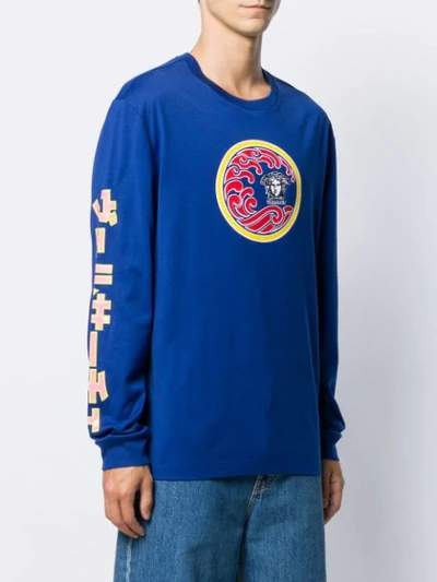 Shop Versace Medusa Print Sweatshirt In Blue