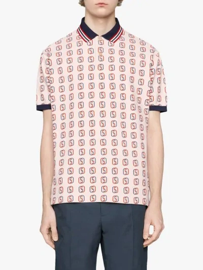 Shop Gucci Oversize Polo With Interlocking G Print In 9744 White