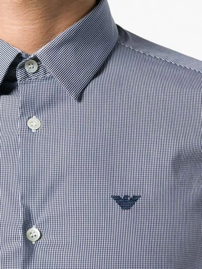 Shop Emporio Armani Slim-fit Logo Shirt In Blue