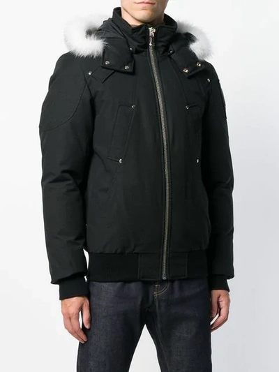 Shop Moose Knuckles Fur Hooded Jacket In Black