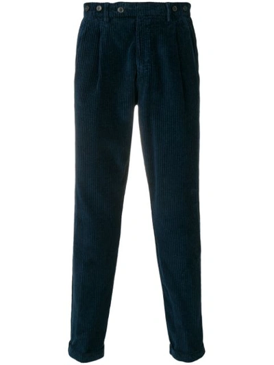 Shop Berwich Corduroy Tapered Trousers In Blue
