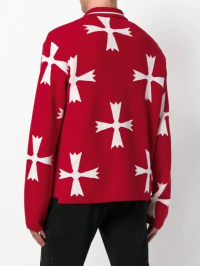 Shop Riccardo Comi Pattern Zipped Cardigan - Red