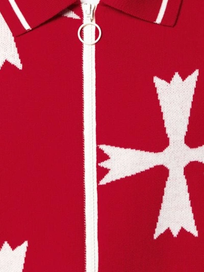 Shop Riccardo Comi Pattern Zipped Cardigan - Red
