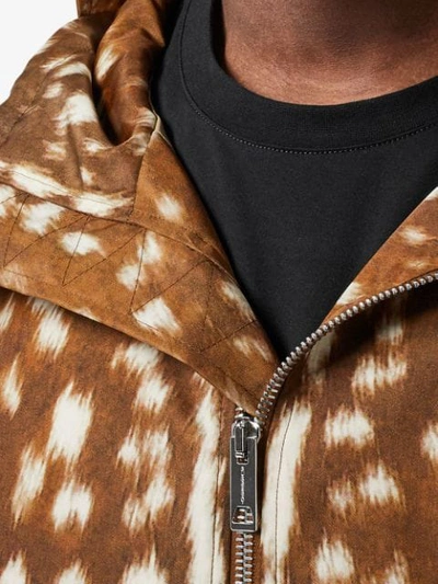 Shop Burberry Deer Print Nylon Hooded Jacket In Honey