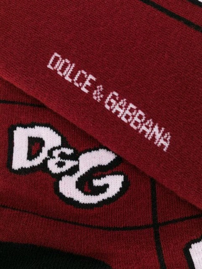 Shop Dolce & Gabbana All-over Logo Socks - Red