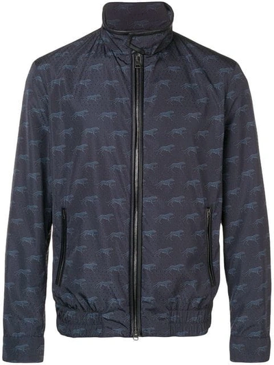 Shop Etro Jaguar Print Sports Jacket In Blue