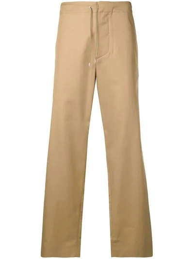Shop Oamc Drawstring Straight Trousers In Neutrals