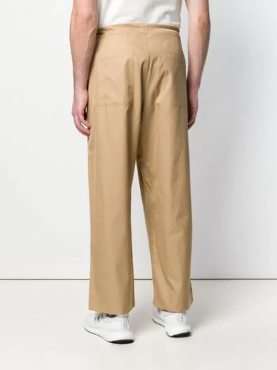 Shop Oamc Drawstring Straight Trousers In Neutrals