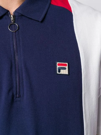 Shop Fila Colour-block Polo Shirt In Blue