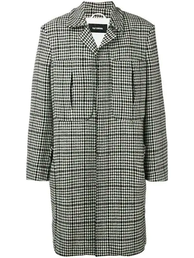 Raf Simons Oversized Houndstooth Wool Coat In Black