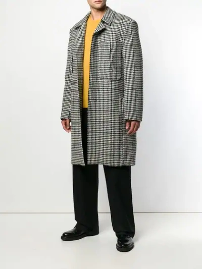 Raf Simons Oversized Houndstooth Wool Coat In Black