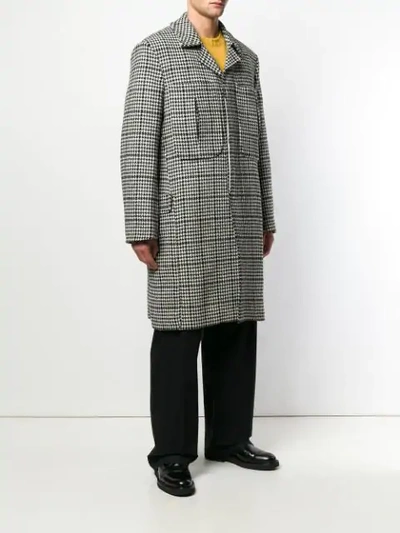 Raf Simons Oversized Houndstooth Wool Coat In Black