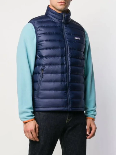 Shop Patagonia Logo-patch Puffer Gilet In Blue