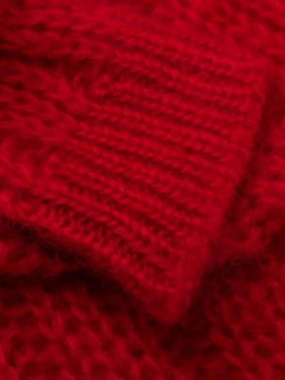Shop Prada Ribbed Knitted Cardigan - Red